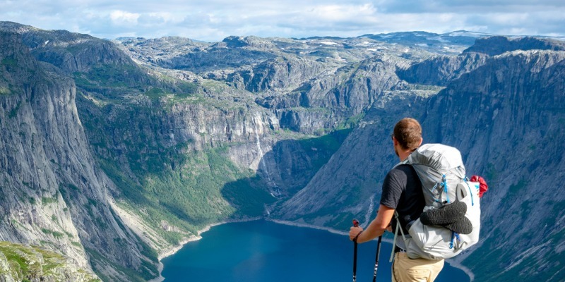 man hiking mountain